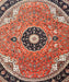 Vegetable Dye Chinese Hand-knotted Kashan Design Round Silk and Wool Red Rug, 8’3”-EZ Jewelry and Decor
