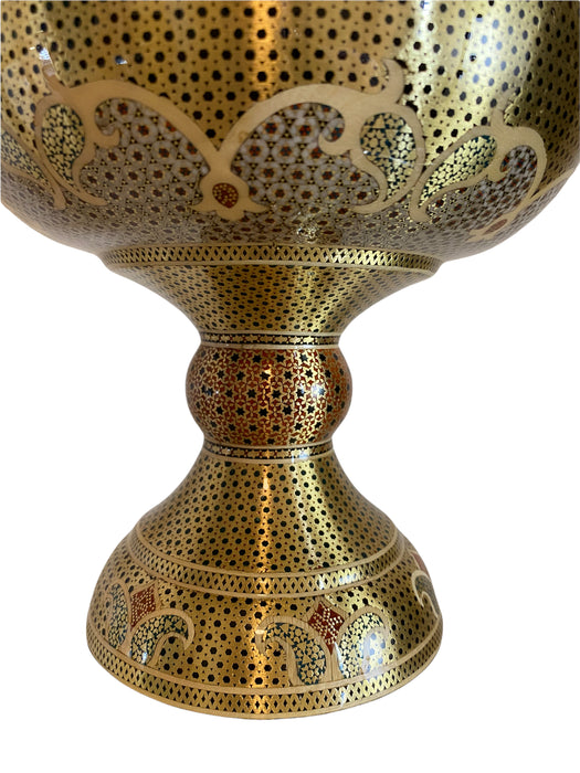 Collecible Handcrafted Decoration, Khatamkari On CopperCandy Dish, Signed by Aghajani, 15”-EZ Jewelry and Decor