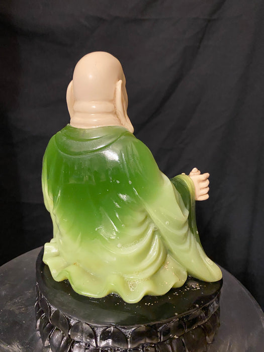 Artificial Jade Buddha, Green and Beige Fat Buddha, 9.5"-EZ Jewelry and Decor