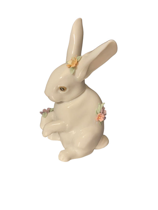 Vintage Lladro Sitting Bunny with Flowers Figurine, Porcelain Figurine Handmade In Spain-EZ Jewelry and Decor