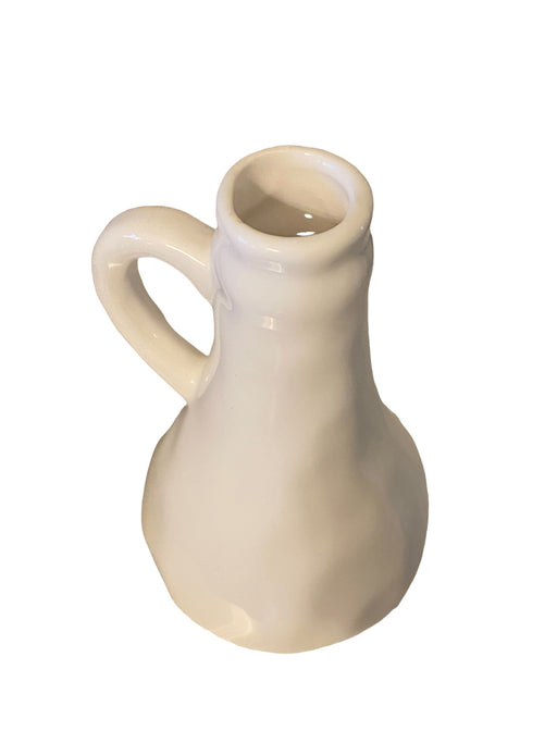 White Ceramic Vase/ Olive Oil Bottle/ Milk Bottle/Creamer. 5.75”T-EZ Jewelry and Decor