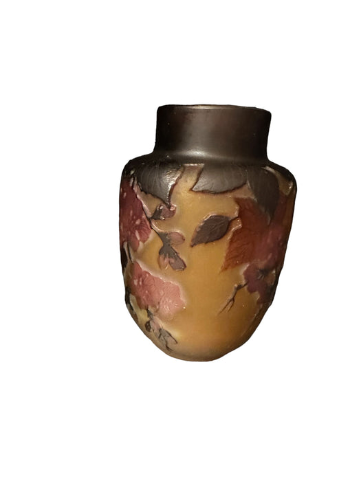 Antique Émile Gallé Handcrafted Vase 5”, 19th century Art Nouveau, Cherry Blossom Floral Pattern-EZ Jewelry and Decor
