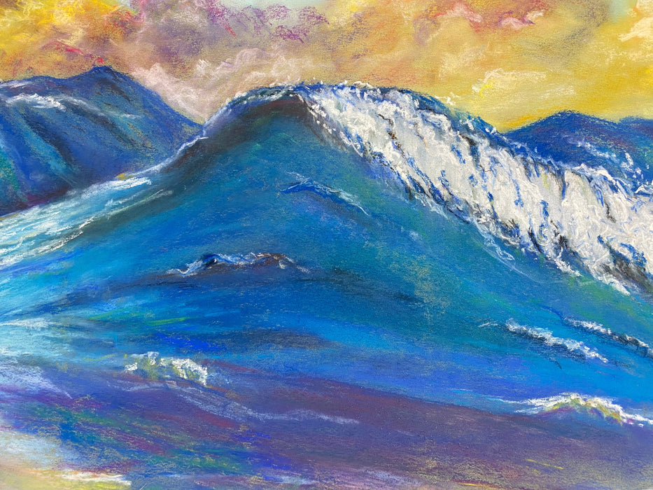 R.Mansourkhani, Wave, Pastel, 21” x 27”, Original Framed Pastel Painting / Drawing-EZ Jewelry and Decor