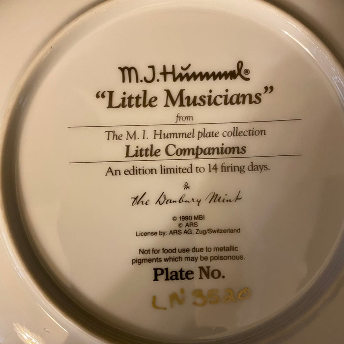Vintage The Danbury Mint-  M I Hummel Plate- “Little Companions” Collection. Little Musicians-EZ Jewelry and Decor
