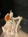 Early Antique German Dresden Lace Figurine Lady with Harp. 4”-EZ Jewelry and Decor
