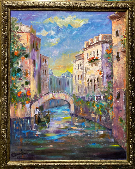Roya Mansourkhani, A Sunny Day at Annecy, Original Oil Painting.-EZ Jewelry and Decor