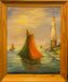 Light House and Boat, Acrylic painting Framed Original Painting. 20” x 16”-EZ Jewelry and Decor