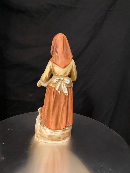 An Old Woman Picking Fruit Bisque Figurine, Picking Fruit, 7.5”-EZ Jewelry and Decor