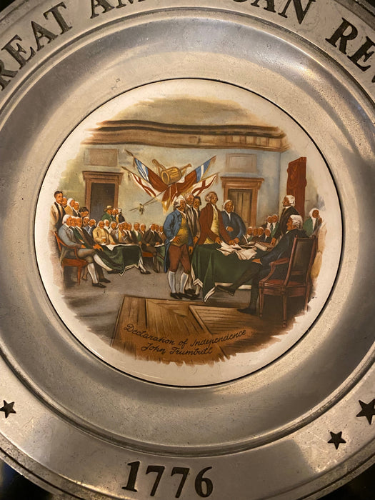 "Declaration of Independence" The Great American Revolution Pewter Plate , 10.8”-EZ Jewelry and Decor