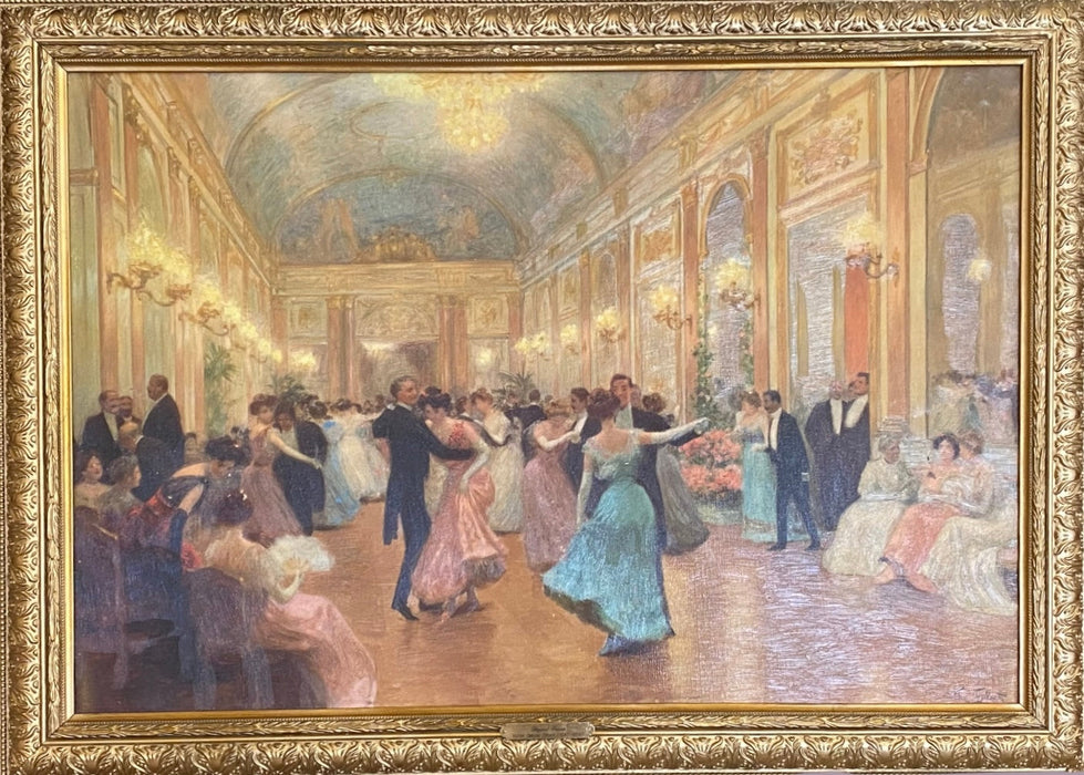 Victor Gilbert , "An Elegant Soiree”, , Painting Print on Canvas, Hand applied brushstrokes, Signature Frame, 24.5” x 35-EZ Jewelry and Decor