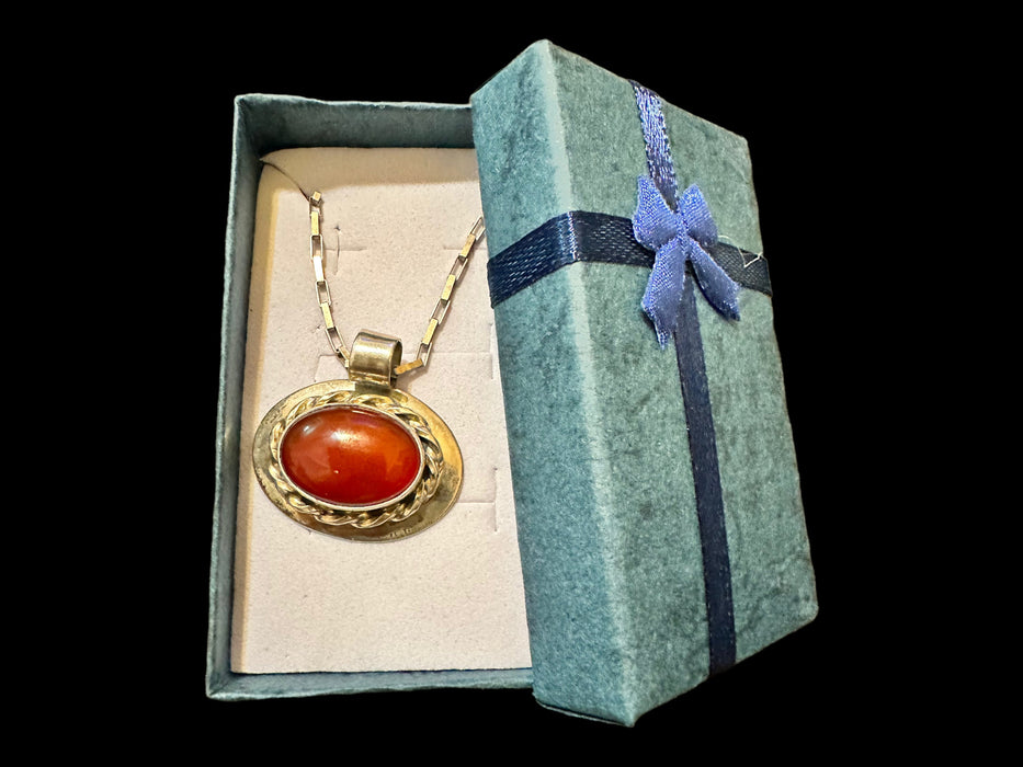 Vintage Chic Hand-Crafted Sterling Silver & Carnelian Necklace, Gift Boxed-EZ Jewelry and Decor