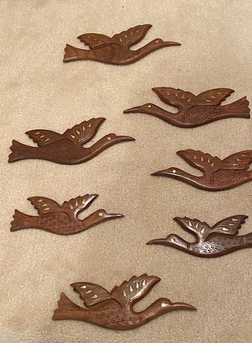 Six Wooden Handcrafted Birds, Wall Decor-EZ Jewelry and Decor