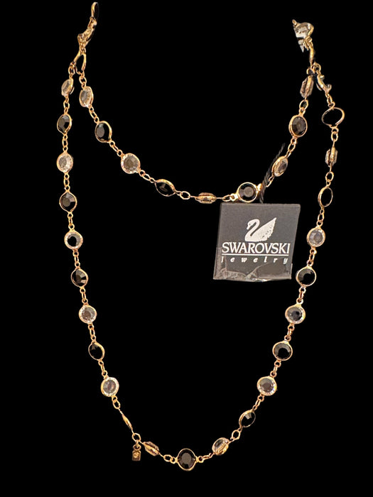 Authentic Swarovski Jewelers Collection 36" Black & Gold Necklace NK14321121 gGift boxed-EZ Jewelry and Decor