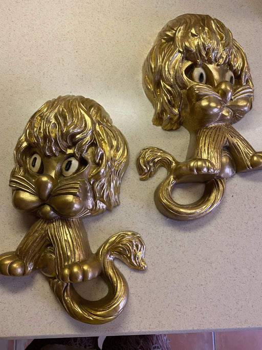 Vintage 2pc Mid Century Lion Theme Wall Decor By Universal-EZ Jewelry and Decor