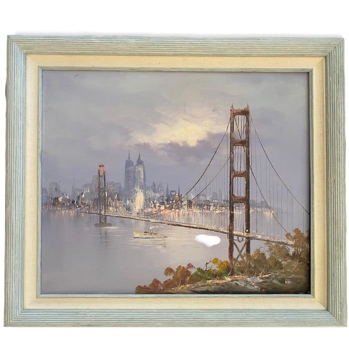 V. Farman, Golden Gate, Framed Original oil painting, 25” x 29.5”-EZ Jewelry and Decor