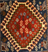 Small Hand Knotted Persian Rug, Bakhtiari Design Small Wool Rug, Blue and Red Geometric Rug, 17” x 15”-EZ Jewelry and Decor