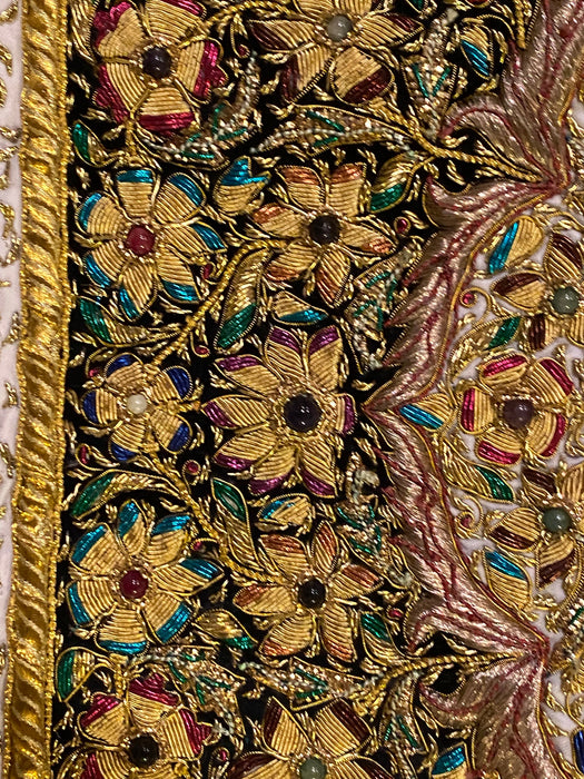 Vintage Master Handmade Zardozi Embroidery Wall Hanging Panel Unique Art Piece For Home Décor, 36” x 25”-EZ Jewelry and Decor