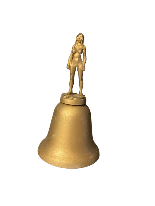 Vintage Nude Lady Figural Handle Brass Bell 4 5/8in Tall-EZ Jewelry and Decor