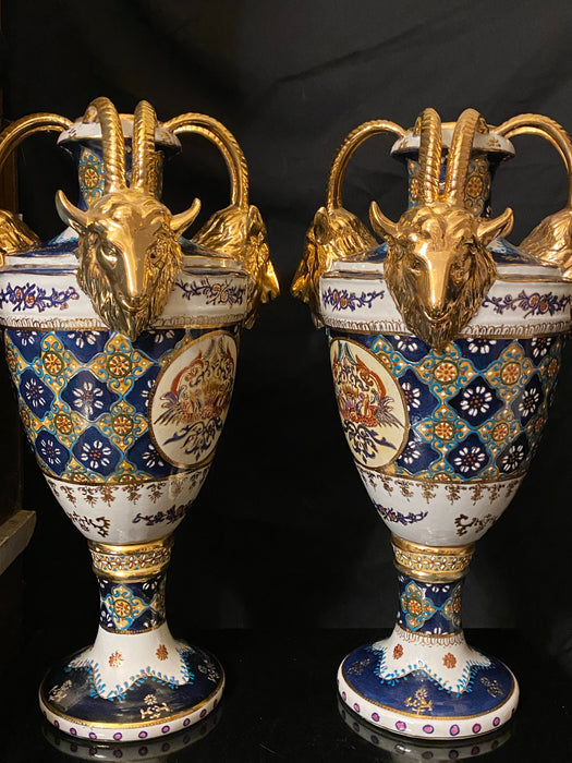 A Pair of Vintage Chinese Vases, Hand Crafted, Hand Painted, 1950s-EZ Jewelry and Decor