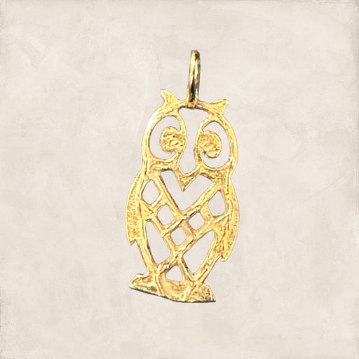 Beautiful Owl Pendant/Charm In 14k Yellow Gold. Vintage. 0.9in-EZ Jewelry and Decor