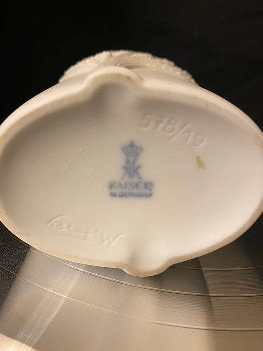 Vintage Kaiser White Bisque Porcelain 7.5" Tall Vase-EZ Jewelry and Decor