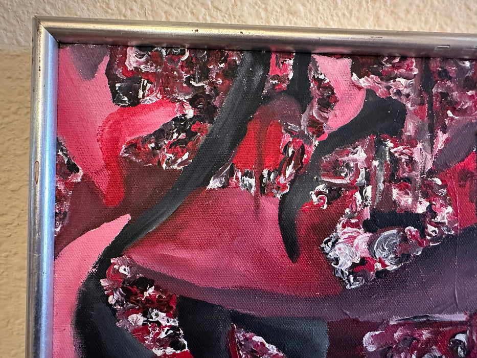 Abstract Framed Original Oil Painting by B. Jay. Red and Black. 40” x 30”-EZ Jewelry and Decor