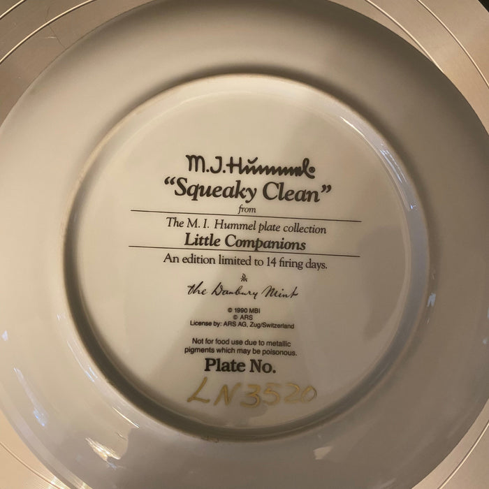 Vintage The Danbury Mint- The M.I. Hummel Plate Collection “Little Companions”Squeaky Clean-EZ Jewelry and Decor