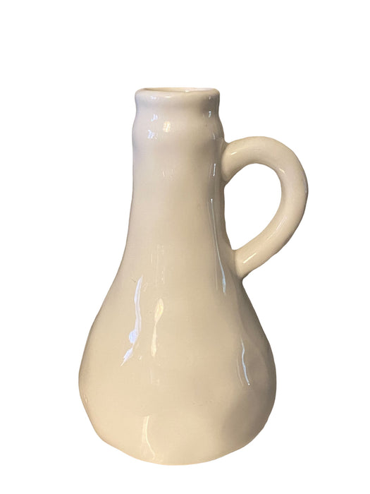 White Ceramic Vase/ Olive Oil Bottle/ Milk Bottle/Creamer. 5.75”T-EZ Jewelry and Decor