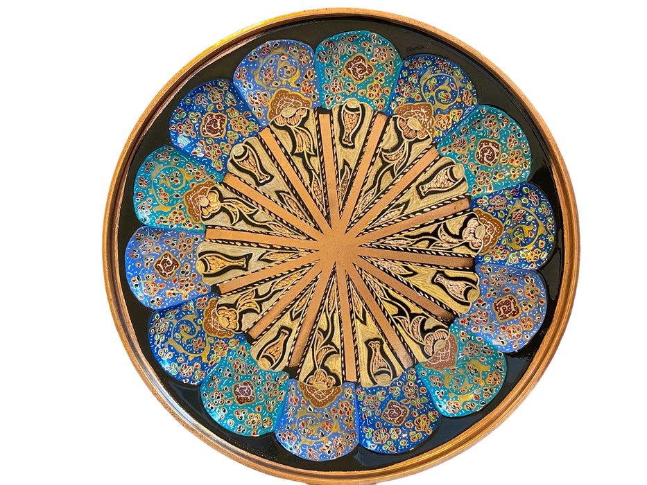 Hand Crafted, Hand Painted Persian Plate. Engraving & Paint on Copper.  Wall/ Art Décor. 11.25”-EZ Jewelry and Decor
