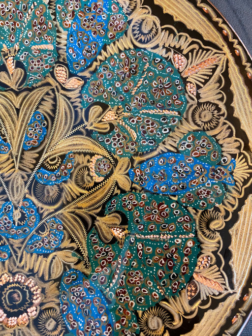 Hand Crafted, Hand Painted Persian Plate. Engraved & Painted on Copper. Wall Décor, Art. 11.5”-EZ Jewelry and Decor