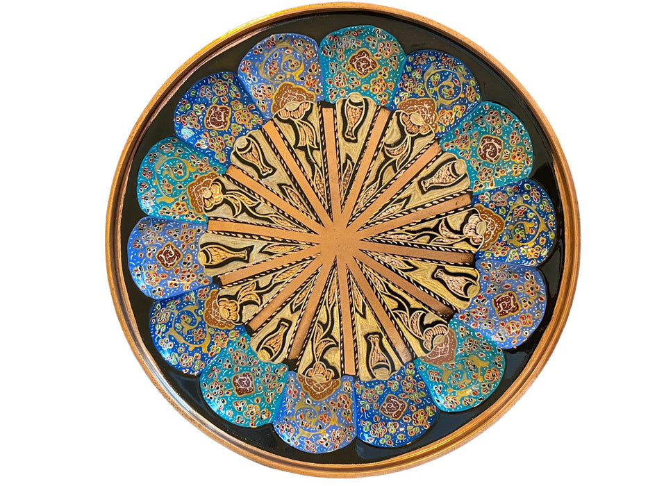 Hand Crafted, Hand Painted Persian Plate. Engraving & Paint on Copper.  Wall/ Art Décor. 11.25”-EZ Jewelry and Decor