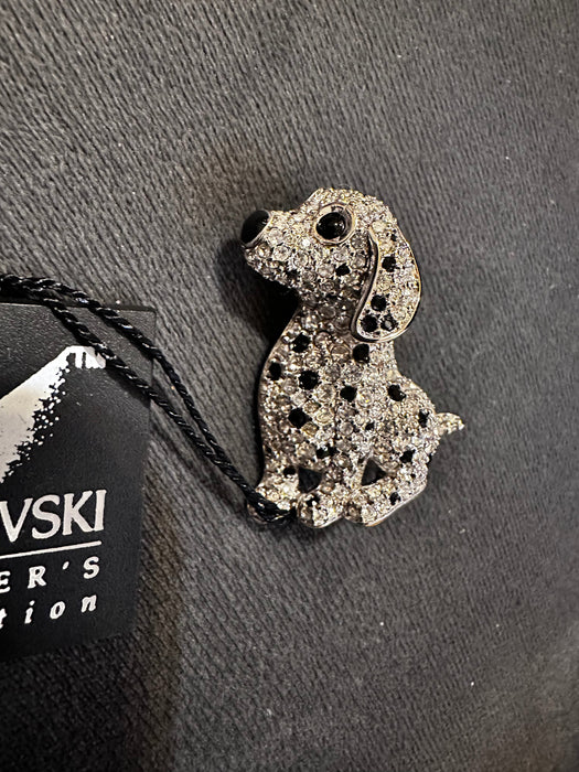 Vintage Swarovski Jewelers Collection Black Spotted Dog Brooch G532128 , Gift Boxed-EZ Jewelry and Decor