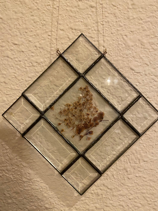 Pressed Flowers Between Glass, 8.75”-EZ Jewelry and Decor