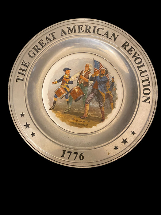 The Spirit Of 1776 - Great American Revolution by Williamsport FoundryVintage Pewter Plate, 10.8”-EZ Jewelry and Decor